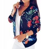 Kurtki damskie - DAMSKA BLUZA W KWIATY KURTKA BOMBERKA KOLORY M 38 - miniaturka - grafika 1