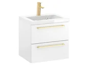 Szafki łazienkowe - Szafka Wisząca Z Umywalką RON 50 cm - Biały Mat - Uchwyty Złote Szczotkowane - miniaturka - grafika 1