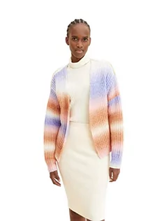 Swetry damskie - TOM TAILOR Denim Damski kardigan w paski 1033556, 30199 - Soft Multicolor Stripe, M - grafika 1