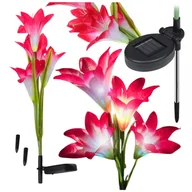 Lampy ogrodowe - 2 X Lampa Solarna Lilia Czerwona Kwiaty Led Czujnik Światła Ogrodowe 76 Cm - miniaturka - grafika 1