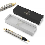 Zestawy piśmiennicze - Długopis Parker IM Brushed Metal GT z grawerem - miniaturka - grafika 1