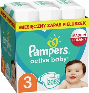 Pieluszki PAMPERS ACTIVE BABY rozmiar 3 208 sztuk duży karton zapas box - Pieluchy - miniaturka - grafika 1