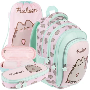 ZESTAW szkolny plecak tornister Kotek PUSHEEN Miętowy Różowy - Zestawy szkolne - miniaturka - grafika 1