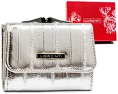 Portfele - Mały portfel damski skórzany portmonetka na bigiel z ochroną kart RFID Lorenti, srebrny - miniaturka - grafika 1