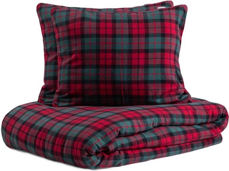 HOMLA Pościel TARTAN flanelowa czerwona w kratę 220x200 + 2*50x60 cm