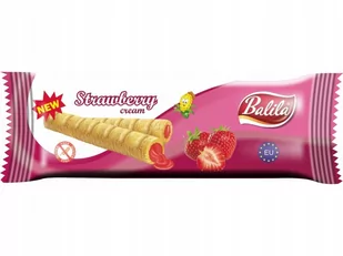 Balila Rurki Kukurydziane z kremem Truskawkowym Rurka Waflowa Truskawka 18g - Ciastka - miniaturka - grafika 1