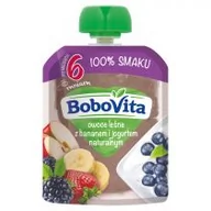 Desery dla dzieci - Bobovita MUS Owoce leśne z bananem i jogurtem naturalnym po 6 m-cu 80 g - miniaturka - grafika 1