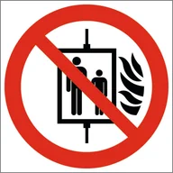 Akcesoria BHP - Tabliczka ZAKAZ UŻYWANIA WINDY W RAZIE POŻARU 20x20cm PCV 1mm - miniaturka - grafika 1