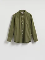 Koszule męskie - Reserved - Bawełniana koszula regular fit - ciemnozielony - miniaturka - grafika 1