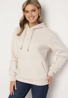 Bluzy męskie - Ciemnobeżowa Bluza z Kapturem o Klasycznym Kroju z Polarową Wyściółką Venasira - miniaturka - grafika 1