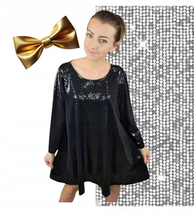 TUNIKA blink czarna piękna wygodna błyszcząca z koła 50 52 5xl 6xl blask - Bluzki damskie - miniaturka - grafika 1
