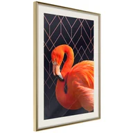 Plakaty - Plakat - Pomarańczowy flaming (rozmiar 40x60, wykończenie Rama złota z passe-partout) - miniaturka - grafika 1
