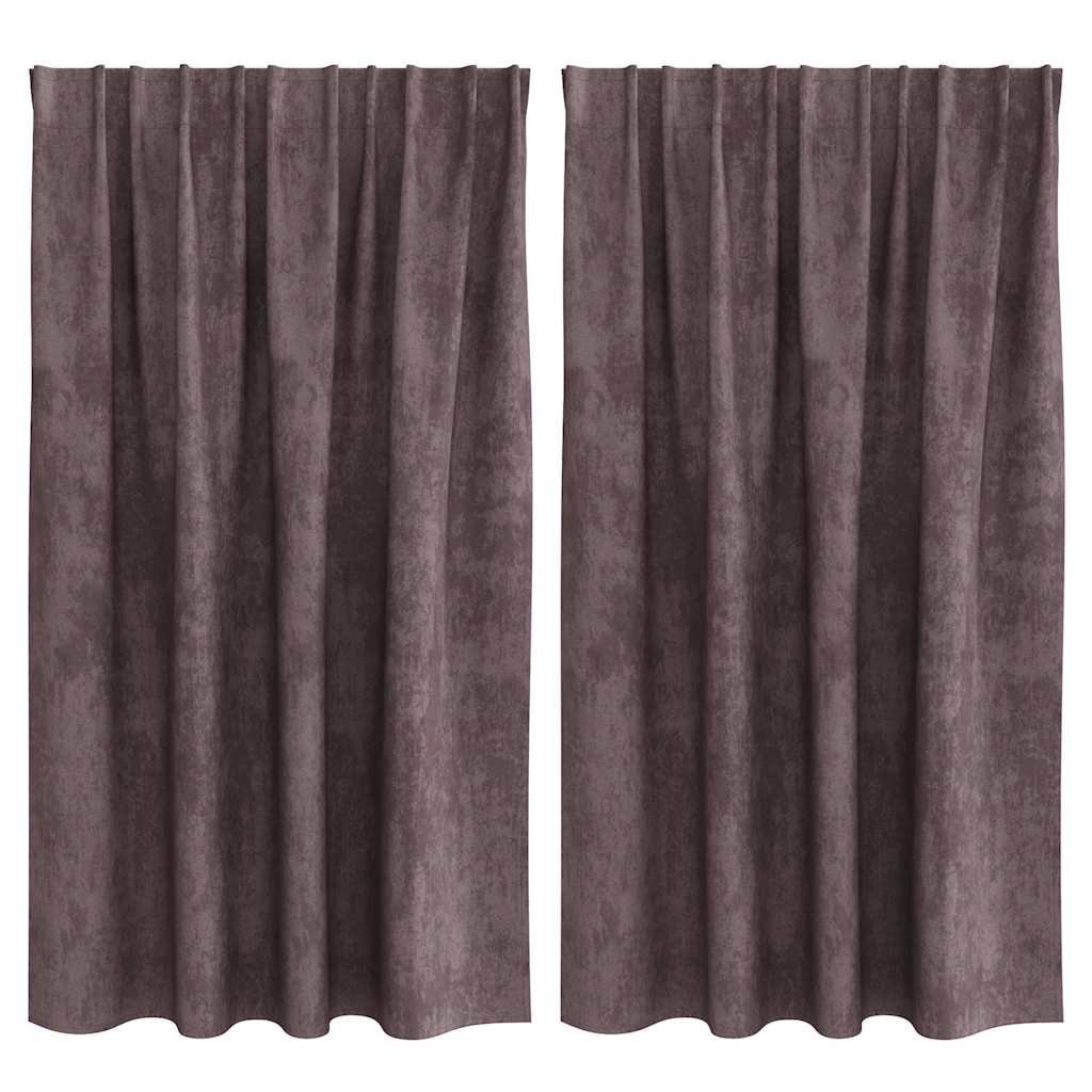 vidaXL Zasłona z zasłonami 2 pcs Brązowy 140 x 140 cm Aksamit