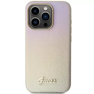 Etui Guess GUHCP15LPSAIRSD Apple iPhone 15 Pro hardcase Saffiano Iridescent Script złoty/gold - Etui i futerały do telefonów - miniaturka - grafika 4