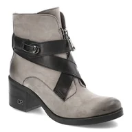 Botki damskie - Szare Botki Carinii Ocieplane Skórzane Buty Damskie - miniaturka - grafika 1