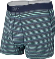 Majtki damskie - Bokserki męskie trekkingowe / sportowe z rozporkiem SAXX QUEST Boxer Brief Fly zielono-niebieskie paski - miniaturka - grafika 1