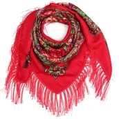 Apaszki i szaliki damskie - Chusta damska w kwiaty FLORAL HIGHLAND RED - miniaturka - grafika 1