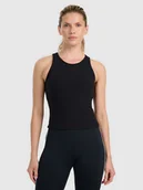 Koszulki i topy damskie - 4F Top slim z prążkowanej dzianiny damski - czarny S - miniaturka - grafika 1