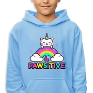 Bluzy dla dziewczynek - Bluza Dziecięca Z Kapturem Niebieska Be Pawsitive Wzory -164 Cm (14-15) - miniaturka - grafika 1