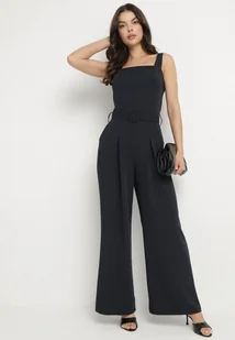 Granatowy Taliowany Kombinezon z Ozdobnym Paskiem i Klamrą Doloriela - Kombinezony - miniaturka - grafika 1