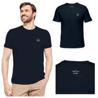 Koszulki męskie - Koszulka męska Z HAFTEM BAWEŁNA TURECKA granatowa, T-shirt Captain Mike M - miniaturka - grafika 1