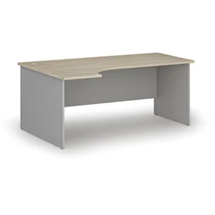 Biurko narożne PRIMO GRAY, 1800 x 1200 mm, lewe, szary/dąb naturalny - Biurka - miniaturka - grafika 1