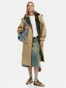 Płaszcze damskie - Desigual Trencz Chaq Polo 26SWEW12 Brązowy Regular Fit - miniaturka - grafika 1