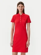 Sukienki - Lacoste Sukienka codzienna EF5473 Czerwony Slim Fit - miniaturka - grafika 1