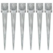 Kołki - VidaXL Kołki gruntowe, 6 szt., srebrne, 14x14x91 cm, stal - miniaturka - grafika 1