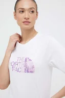 Koszulki sportowe damskie - The North Face t-shirt bawełniany kolor biały - miniaturka - grafika 1