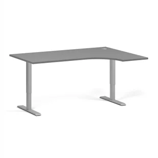 Stół z regulacją wysokości, 1 silnik, 745 - 1235 mm, narożnik L/P, blat 1600 x 1200 mm, podstawa szara, grafitowy - Stoły i stoliki do biura - miniaturka - grafika 1