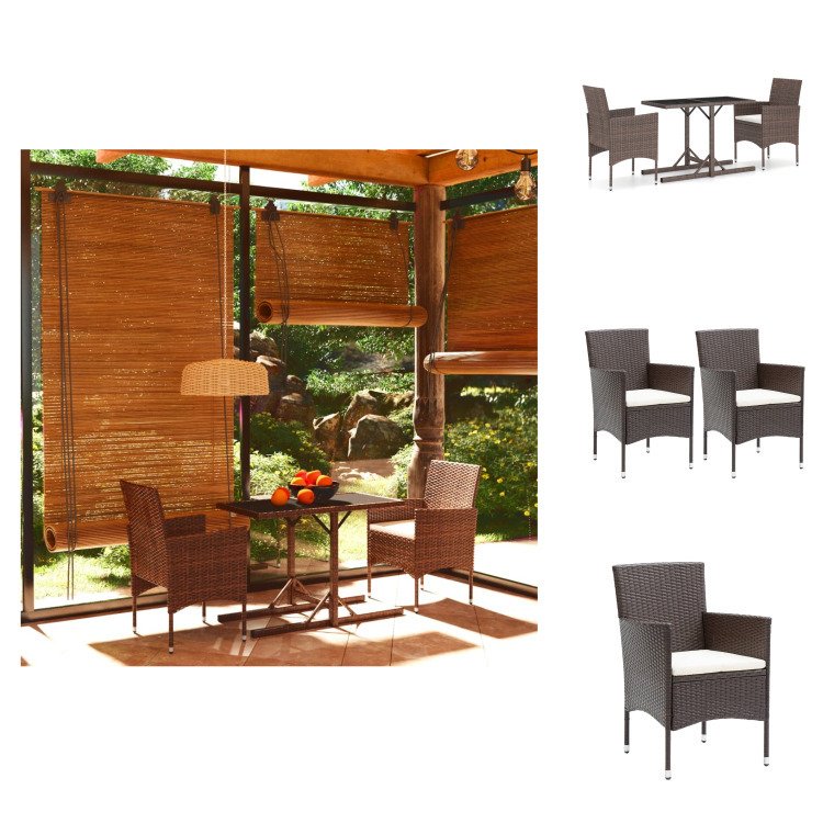 vidaXL 3-częściowy ogrodowy zestaw jadalniany brązowy - Zestawy mebli ogrodowych