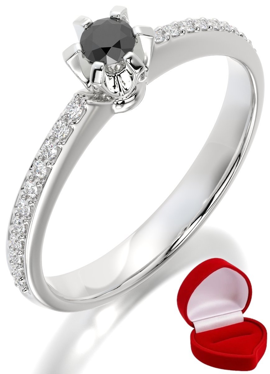 ZŁOTY PIERŚCIONEK ZARĘCZYNOWY 585 14k BRYLANT CZ. 0,09 ct BIAŁE ZŁOTO R10
