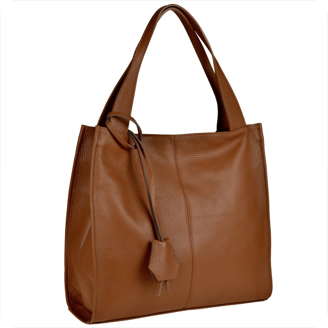 Duża torebka włoska shopper bag camel brązowa skóra naturalna