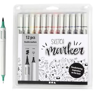Zestaw dwustronnych markerów Sketch Marker, 12 sztuk - Kredki, ołówki, pastele i pisaki - miniaturka - grafika 1