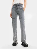 Spodnie damskie - Desigual Jeansy Mackenzie 24SWDD56 Szary Straight Fit - miniaturka - grafika 1