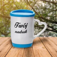 Kubki - Kubek z niebieską, silikonową pokrywką z Twoim nadrukiem - miniaturka - grafika 1