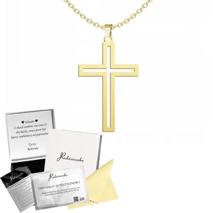 ZŁOTY NASZYJNIK Z KRZYŻEM ŁAŃCUSZEK SREBRO 925 PREZENT ŻYCZENIA GRATIS - Łańcuszki - miniaturka - grafika 1