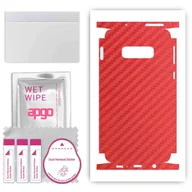 Szkła hartowane na telefon - Folia naklejka skórka strukturalna na TYŁ+BOKI do Samsung Galaxy S10e -  Carbon Czerwony - apgo SKINS - miniaturka - grafika 1