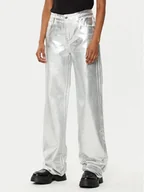 Spodnie damskie - Armani Exchange Spodnie materiałowe XW000056 AF10836 M8047 Srebrny Relaxed Fit - miniaturka - grafika 1