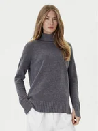 Swetry damskie - TWINSET Golf 252TP3582 Szary Loose Fit - miniaturka - grafika 1