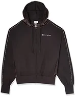 Bluzy damskie - Champion Damska bluza z kapturem z miękkiego weluru na całej długości, czarny, XS - miniaturka - grafika 1