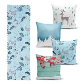 Pozostałe akcesoria świąteczne - Zestaw 4 świątecznych poszewek na poduszki i bieżnika Minimalist Cushion Covers Winter Wonderland - miniaturka - grafika 1