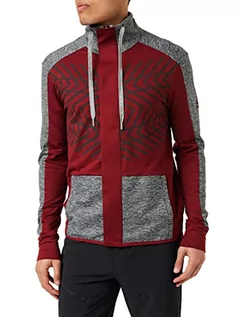 Bluzy męskie - Odlo Midlayer Full zip SKADI LIGHT bluza męska, czarna melange/Syrah, S 541752 - grafika 1