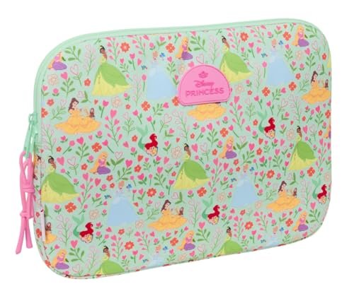 PRINCESAS DISNEY BLOOM - Etui na laptopa 15,6 cala, plecak, idealny dla dzieci w różnym wieku, wygodny i wszechstronny, jakość i wytrzymałość, 39,5 x 3,5 x 27,5 cm, Zielony wodny/jasny róż, M,