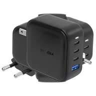 Ładowarki do telefonów - ENERGEA ład. siec. 1xUSB+3xUSB-C PD-PPS-QC 3.0 100W 3C1A czarny/black US+EU Travelite GAN100 - miniaturka - grafika 1