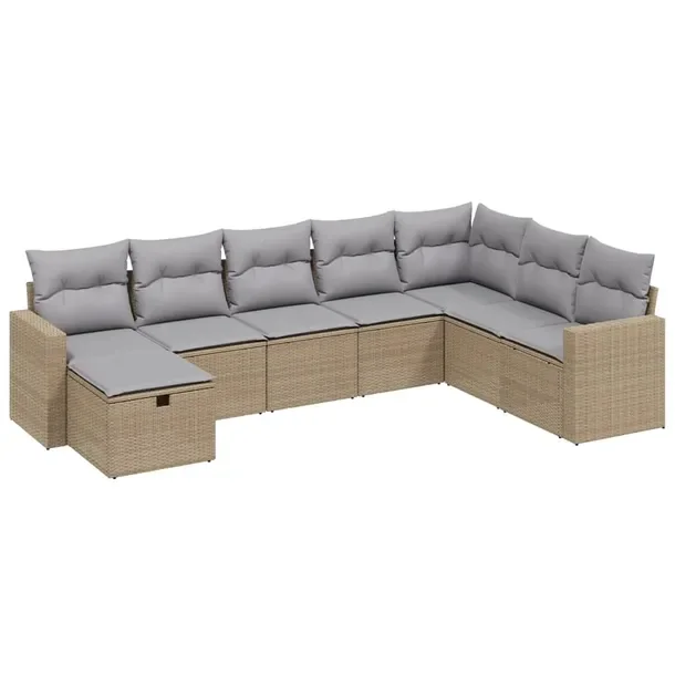 Zestaw wypoczynkowy 8 el. rattan PE 62x62x69cm beżowy