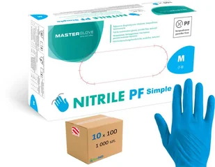 Master Glove Nitrile PF Simple rękawice nitrylowe M niebieskie 10 op. (1000 szt.) - Rękawiczki jednorazowe - miniaturka - grafika 1