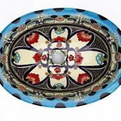Umywalki - Meksykańska ceramiczna umywalka wpuszczana w blat La Reina – mała owalna umywalka łazienkowa 41 x 30 x 13 cm Umywalka dekoracyjna - miniaturka - grafika 1