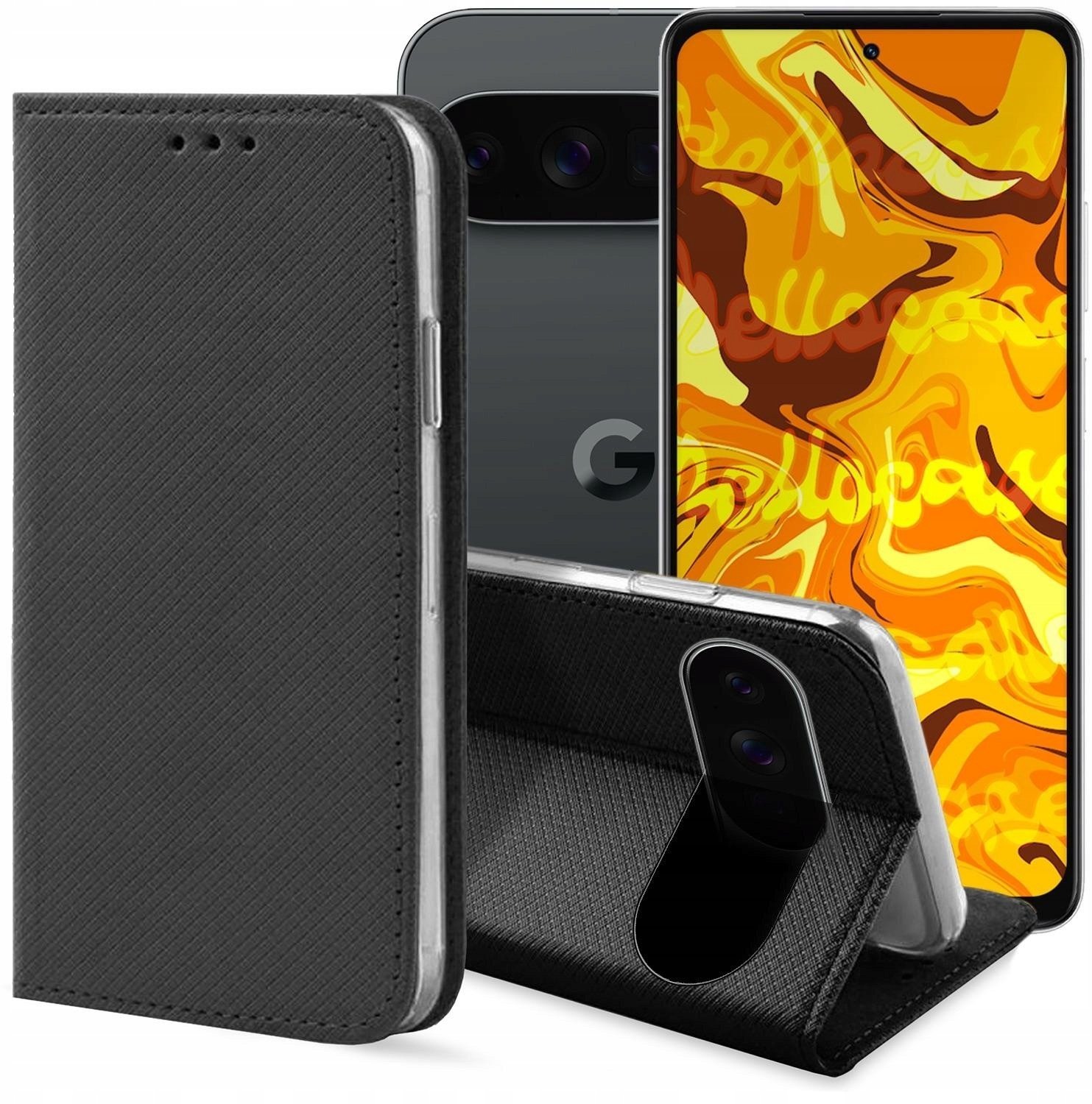 Hello Case Etui z Klapką Do Google Pixel 11 Pro XL Czarne, Zamykane, Magnetyczne BOOK0775